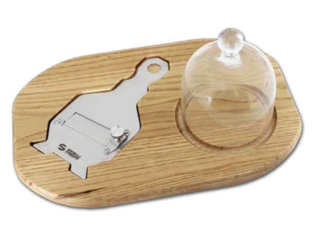 Set Servitartufi In Legno Di Castagno Completo Di Tagliatartufi In Acciaio Inox Lama Liscia