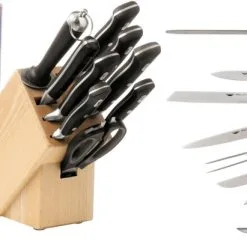 Ceppo Di Legno Completo Di 9 Coltelli Forgiati E Accessori Di Paderno