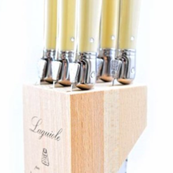 Ceppo Di 6 Coltelli Da Bistecca Laguiole Di André Verdier Color Avorio