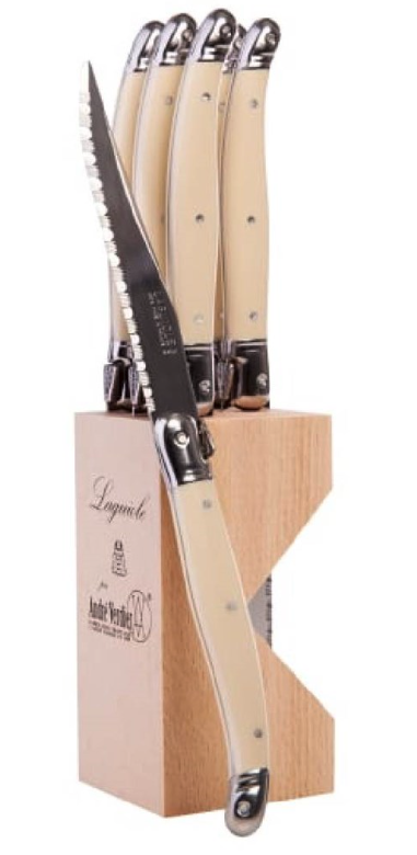 Ceppo Di 6 Coltelli Da Bistecca Laguiole Di André Verdier Color Avorio - immagine 2