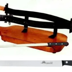 Morsa Prosciutto In Legno E Ferro Battuto + Coltello Da Prosciutto Stretto Due Cigni