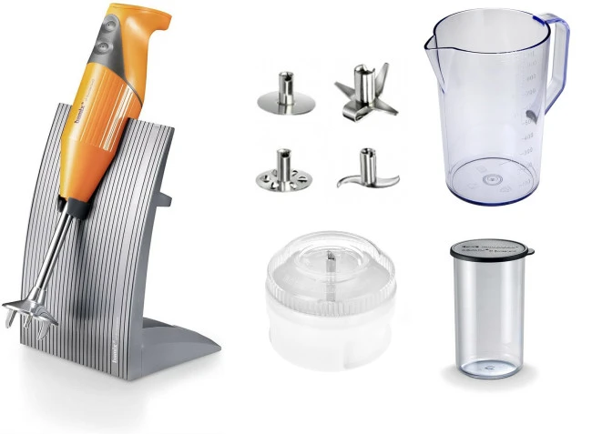 Bamix & Victorinox Orange: Set Frullatore Immersione, Coltelli Victorinox, Microplane E Spatola Arancione - immagine 2