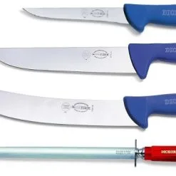 Basic Kit Macellaio: 3 Coltelli Serie Ergogrip E 1 Acciaino Dickron Zaffiro Di Dick