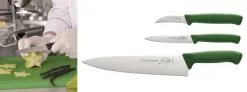 Trio Dick Vegetale: Set Coltelli Lavorazione Verdure HACCP Manico Verde