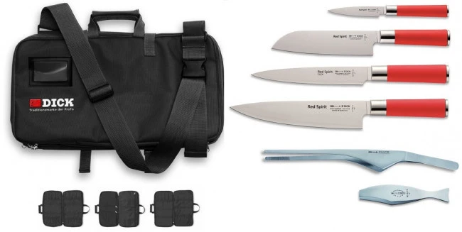 Culinary Red: Valigetta Base Chef Di Dick Completa 4 Coltelli Red Spirit E 2 Pinze - immagine 2