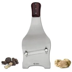 Affettatartufi Gigante In Acciaio Inox E Legno Scuro