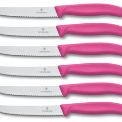 Coltelli Da Tavola Ondulati Di Victorinox Manico Fucsia - Set 6 Coltelli Tavola