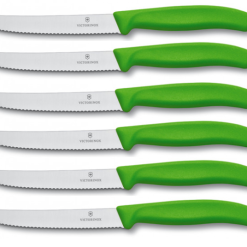 Coltelli Da Tavola Ondulati Di Victorinox Manico Verde - Set 6 Coltelli Tavola
