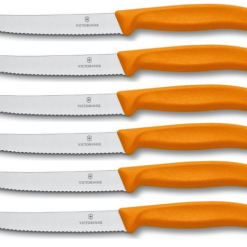 Coltelli Da Tavola Ondulati Di Victorinox Manico Arancione - Set 6 Coltelli Tavola