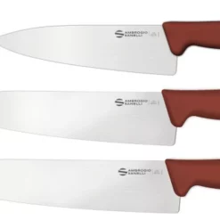 Set Carne Cotta: Set 3 Coltelli Supra Colore Con Manico Marrone Di Ambrogio Sanelli