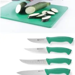Set Per Verdure E Frutta: Tagliere Verde + 5 Coltelli Manico Verde HACCP