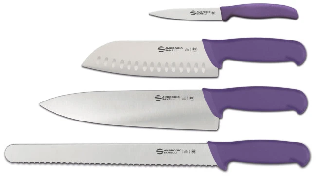 Set Allergie Alimentari: Set Completo Di 4 Coltelli Supra Colore Manico Viola Di Ambrogio Sanelli