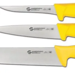 Set Carne Cotta-Pollame: Set 3 Coltelli Supra Colore Manico Giallo Di Ambrogio Sanelli