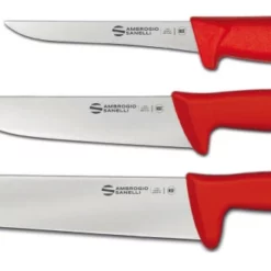 Set Carne Cruda: 3 Coltelli Supra Colore Con Manico Rosso Di Ambrogio Sanelli