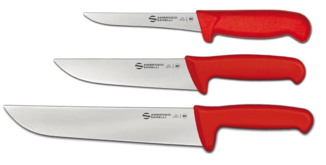 Set Carne Cruda: 3 Coltelli Supra Colore Con Manico Rosso Di Ambrogio Sanelli