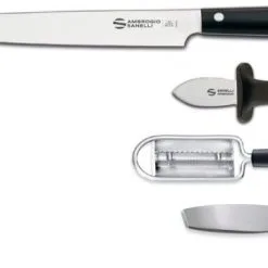 Set Preparazione Pesce Ambrogio Sanelli: Coltello Yanagiba Serie Hasaki + Accessori