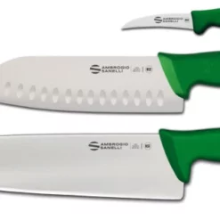 Set Vegetali: Set 3 Coltelli Supra Colore Manico Verde Di Ambrogio Sanelli
