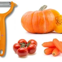 Pelapatate Pela Verdure Lama Microdentata Di Victorinox Manico Arancione