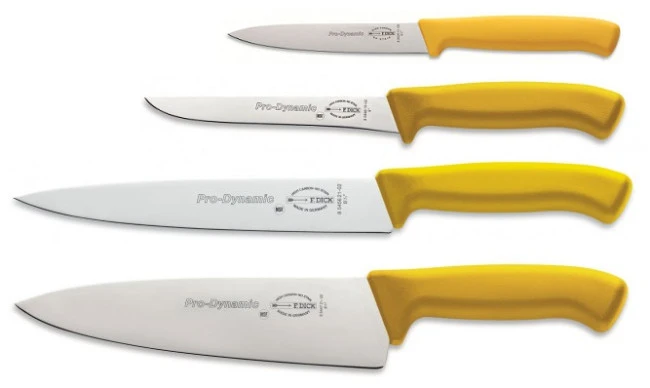 Set 4 Coltelli CARNI BIANCHE Prodynamic HACCP Manico Giallo Di Dick